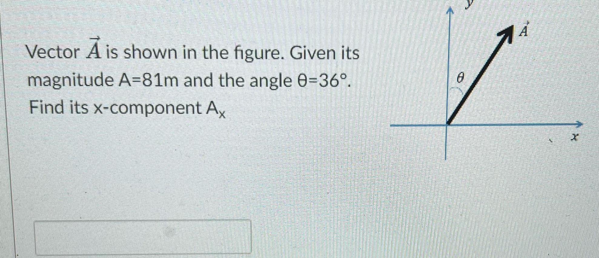  A Vector A is shown in the figure. Given its magnitude
