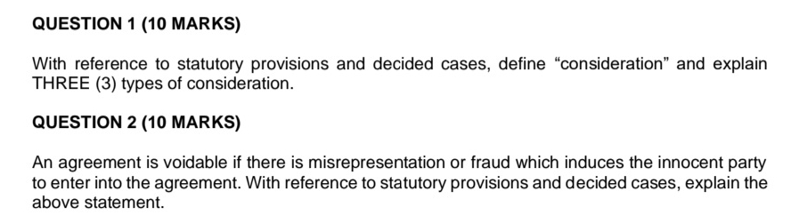 QUESTION 1 (1D MARKS) With reference to statutory provisions and decided
