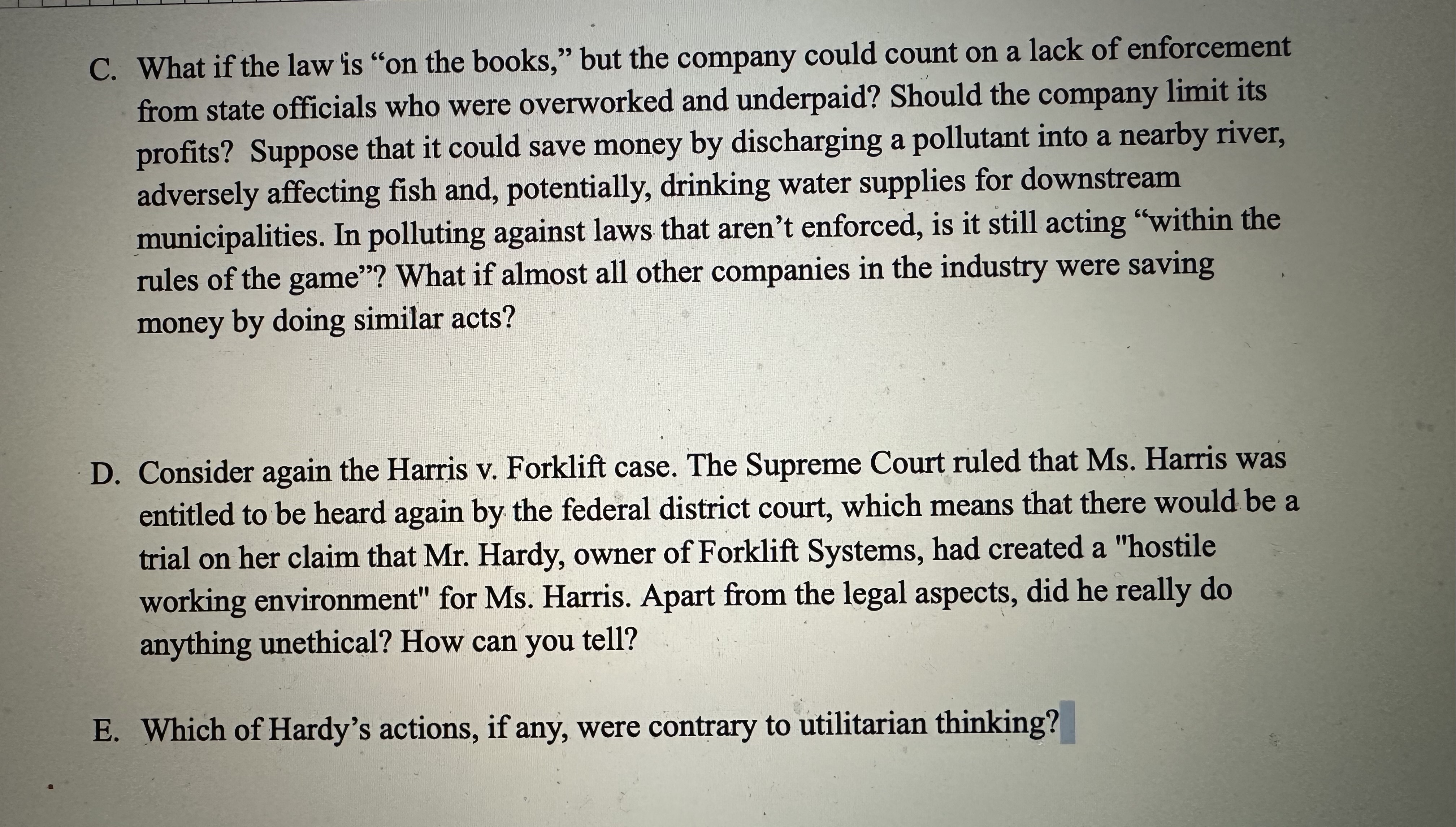 Hello! Can someone please help me with these three business law questions?