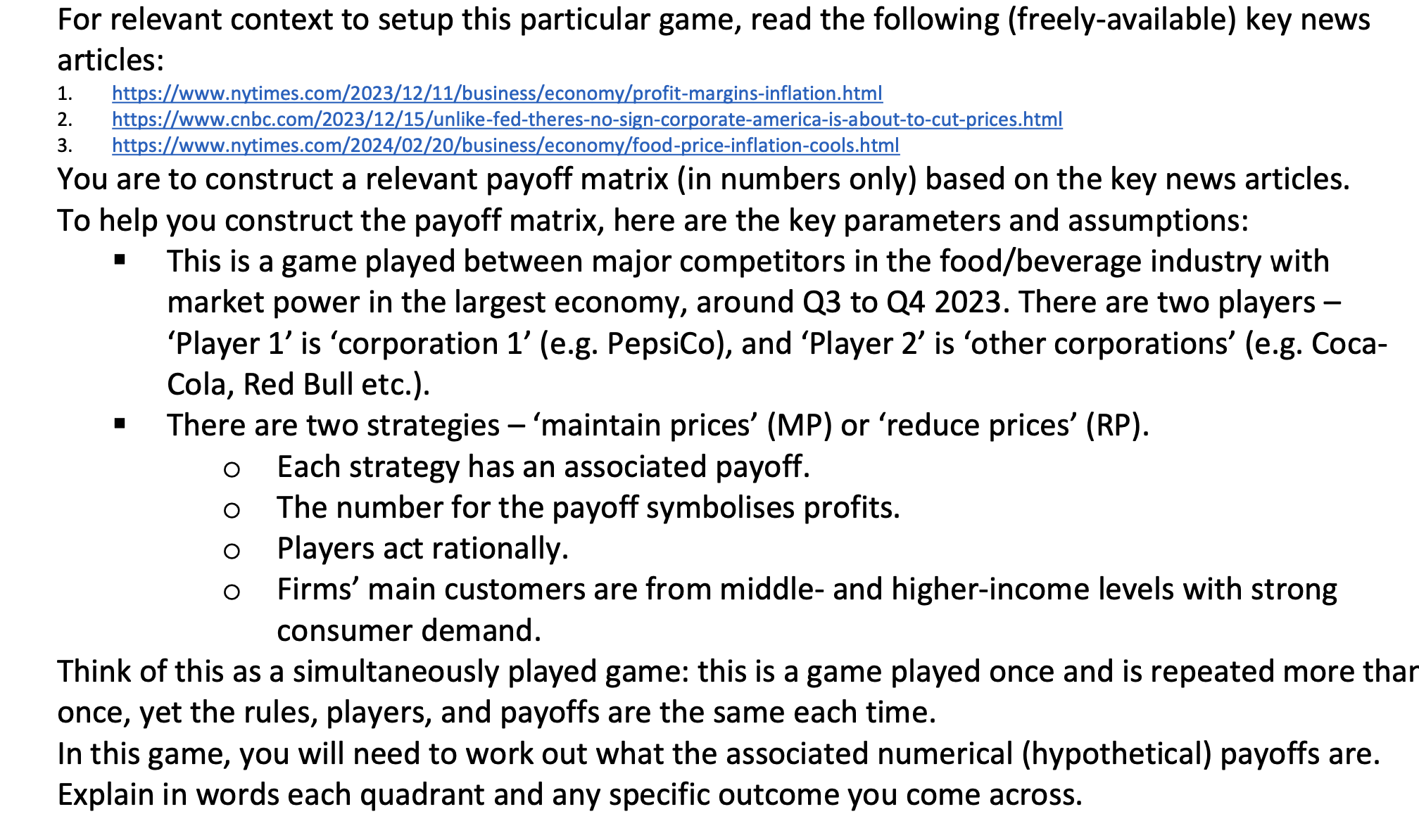 For relevant context to setup this particular game, read the following
