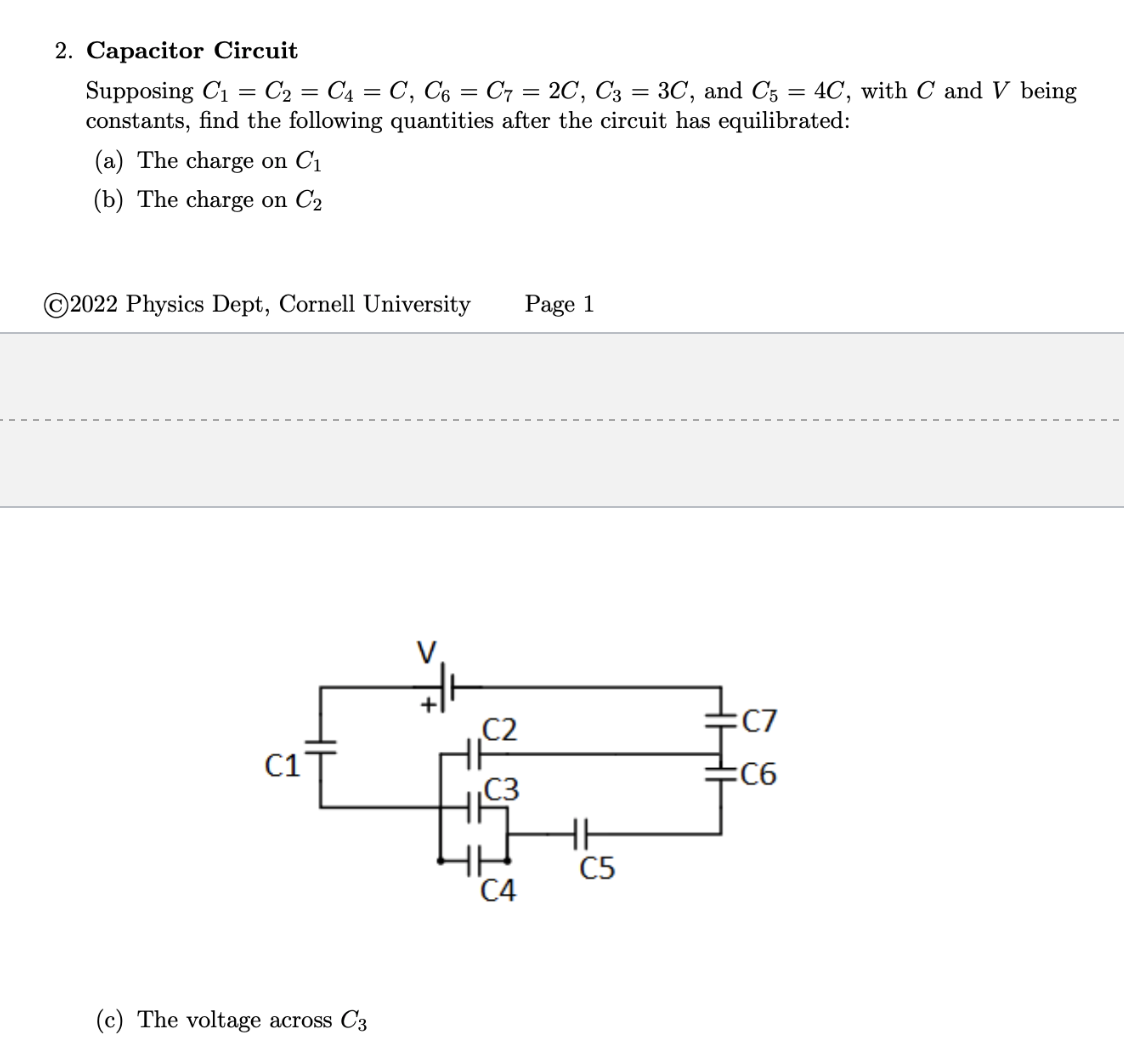 2. Capacitor Circuit Supposing 01 = 02 = C4 = C,
