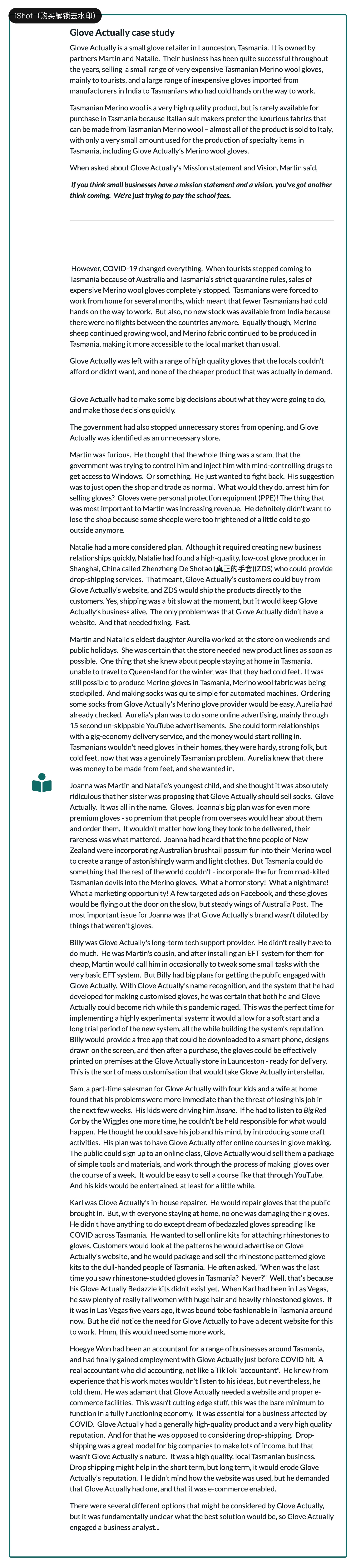 assignment case study - Glove Actually - identify requirements, prioritise them, and