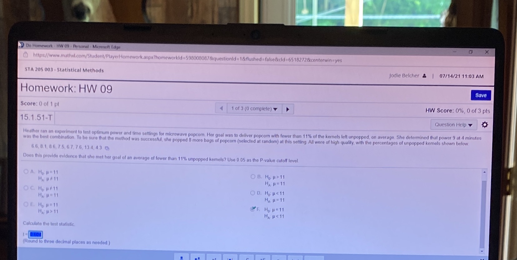 ? Test statistic Do Homework - HW 09 - Personal - Microsoft