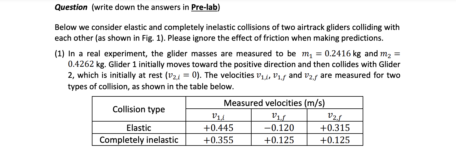  Question (write down the answers in Pre-lab) Below we consider elastic