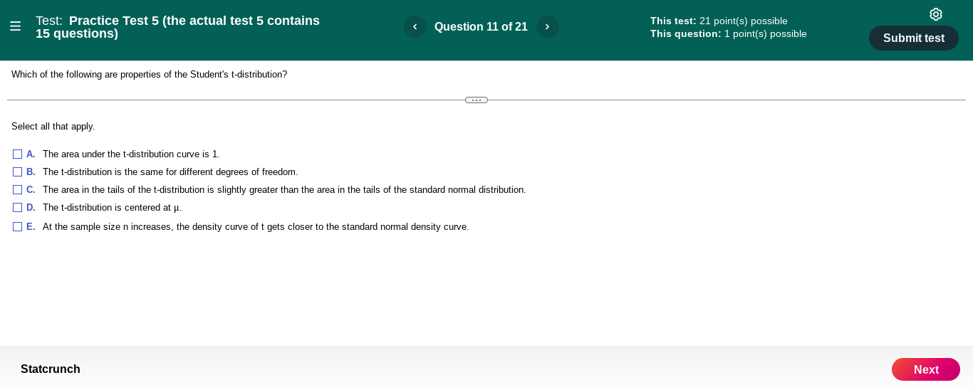  E Test: Practice Test 5 (the actual test 5 contains Question
