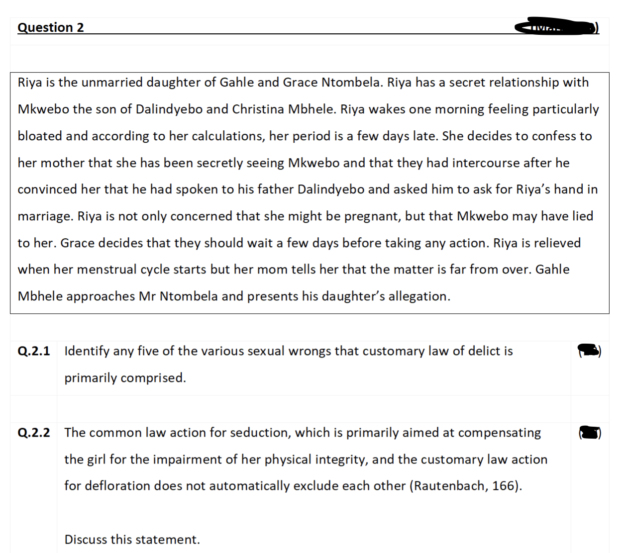 2. Hello please assist me with this question in terms of SOUTH