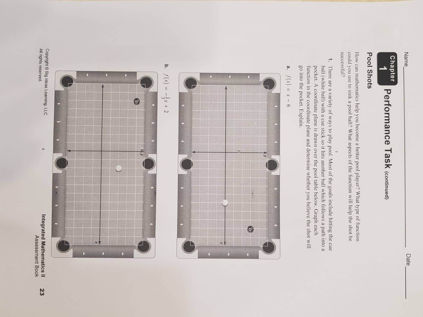 What type of function could you use to sink a pool ball?