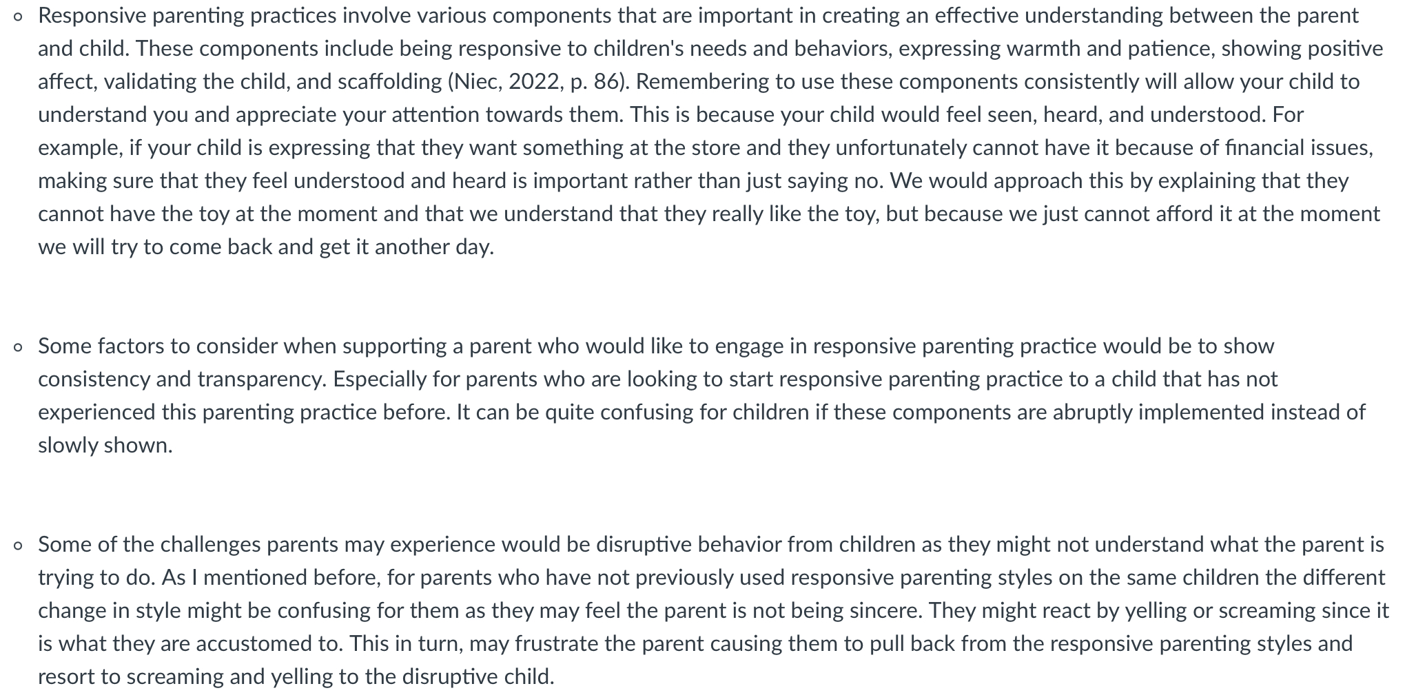 a parent that is about warmth, sensitivity, and attentive to a child's