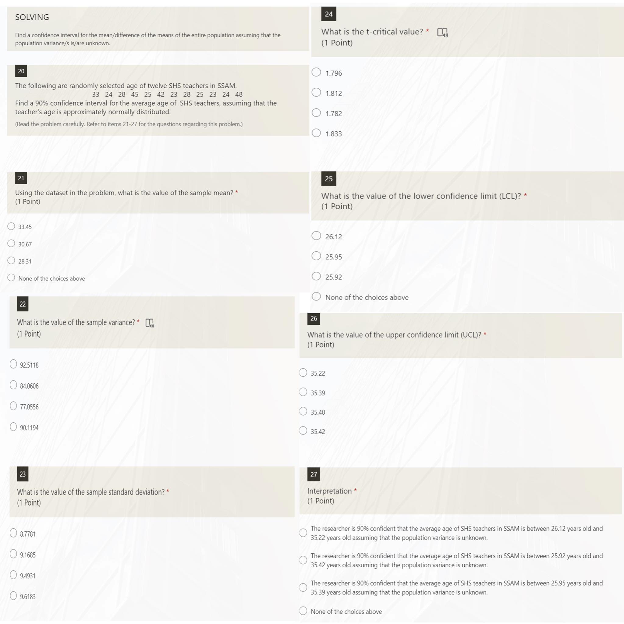 Please help me clarify/ Identify the missing value using the given on