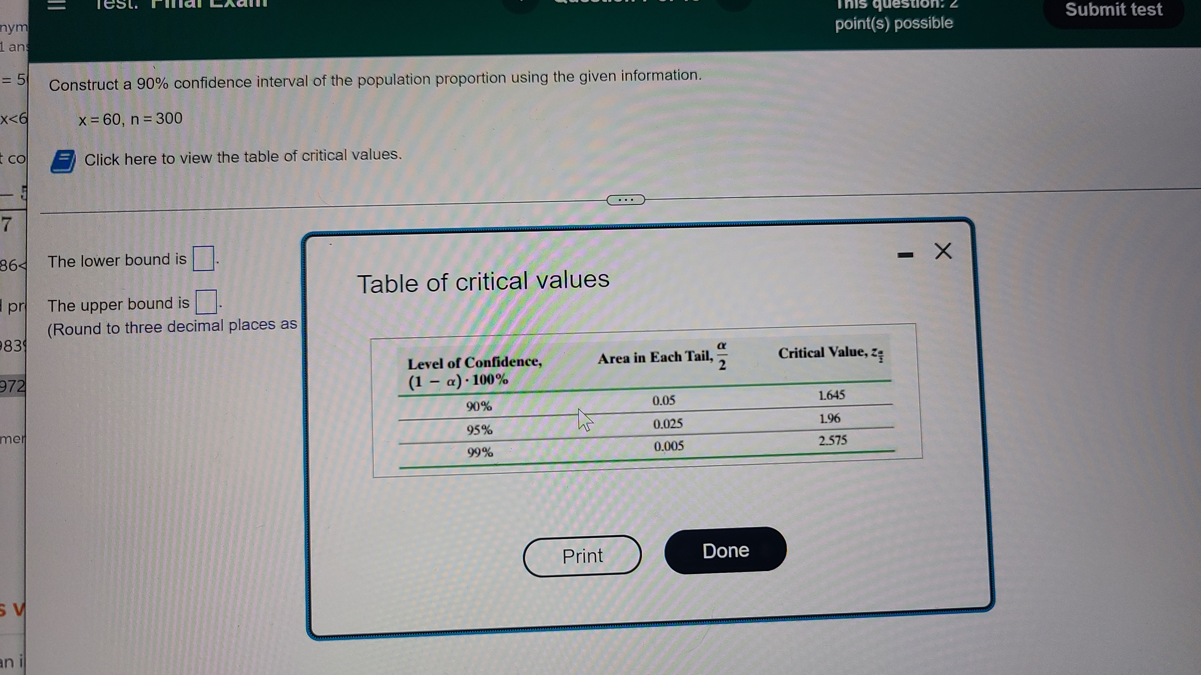 lest. nym This question: Submit test 1 an point(s) possible =