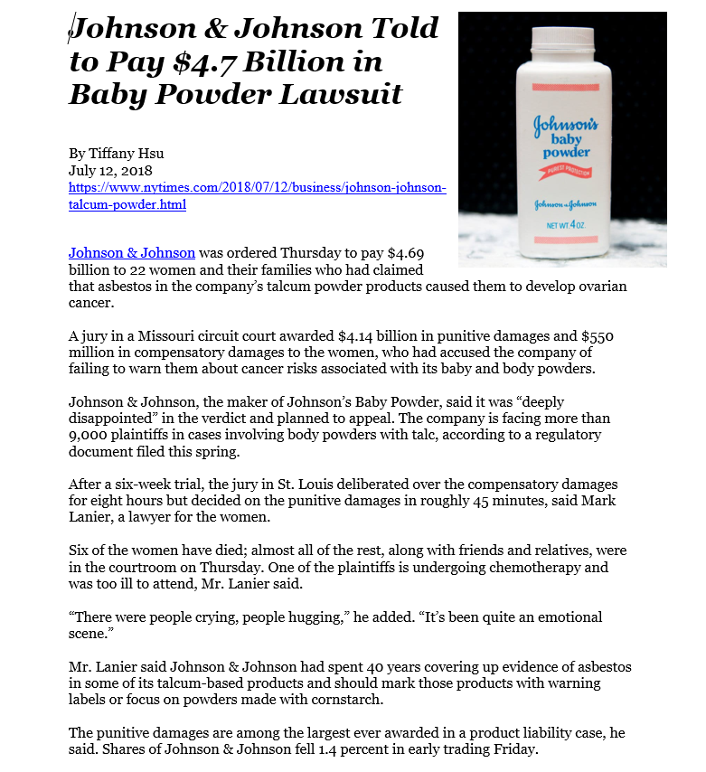 the case study on Johnson & Johnson Case Study: The Johnson &