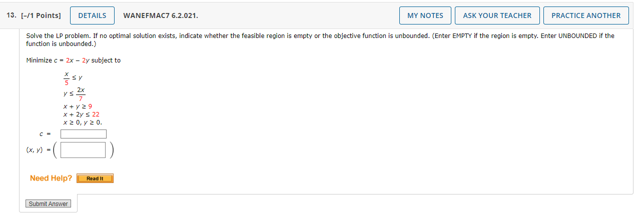  13. PRACTICE ANOTHER [I1 Points] DETAILS WANEFMAC75.2.021. [ MY NOTES H