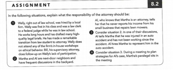  ASSIGNMENT 8.2 In the following situations, explain what the responsibility of