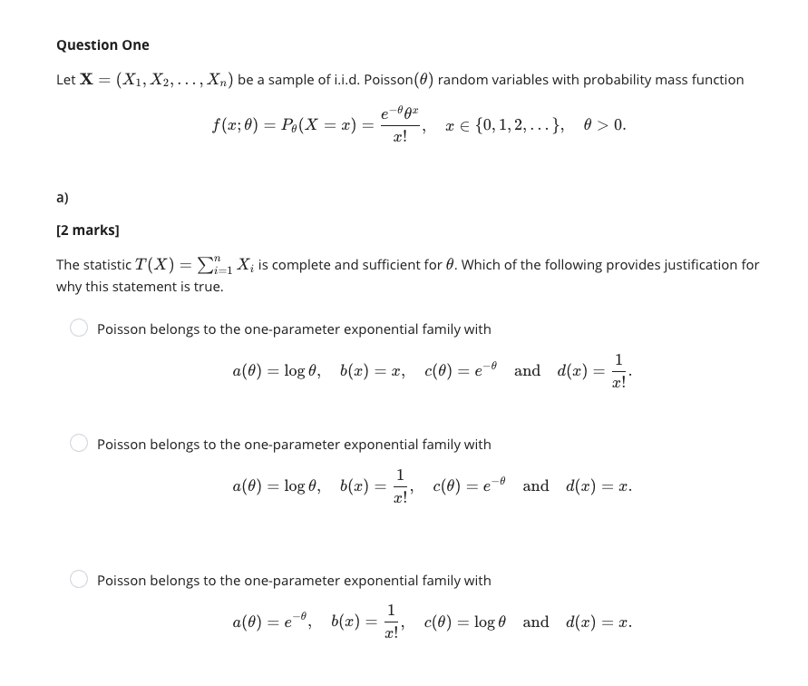 Question One Let X = (X1, X2, . .., Xn) be