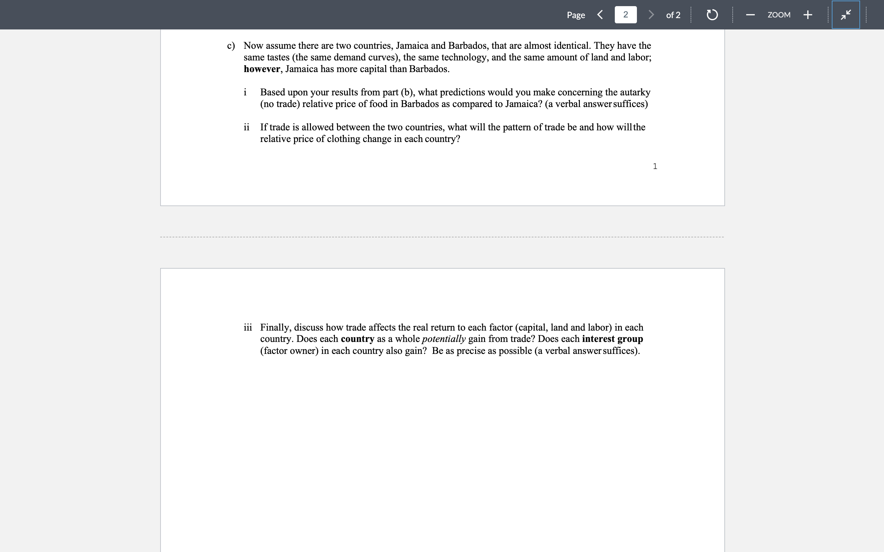 the specific factor model, there are two sectors (goods), one factor (labor)
