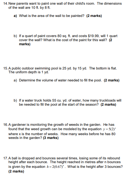 feet to inches. (1 mark) 5. Calculate the surface area of the