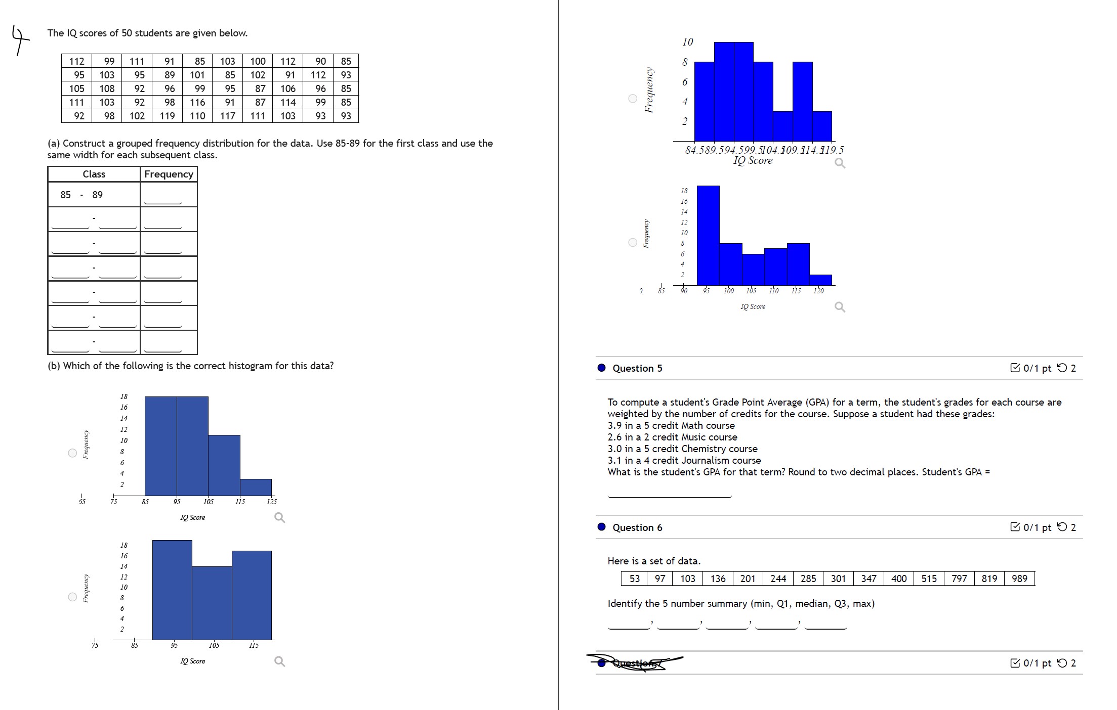 Question 1 0/1 pt O 2 11 27 11 42 18 22