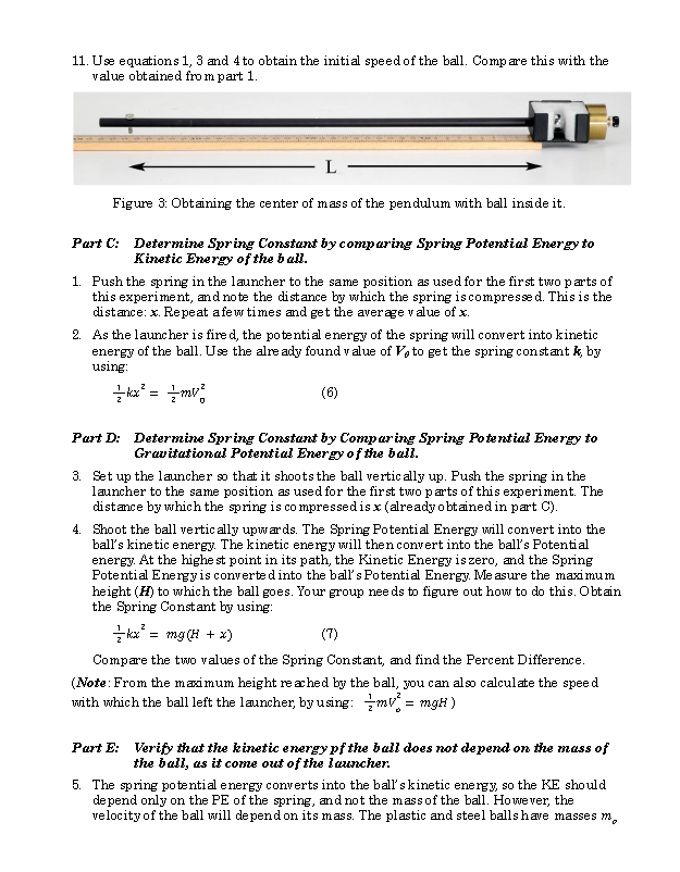 energy. 12.2 MATERIALS Ballistic Pendulum Triple beam balance Meter stick White paper