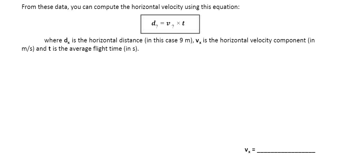 From these data, you can compute the horizontal velocity using this