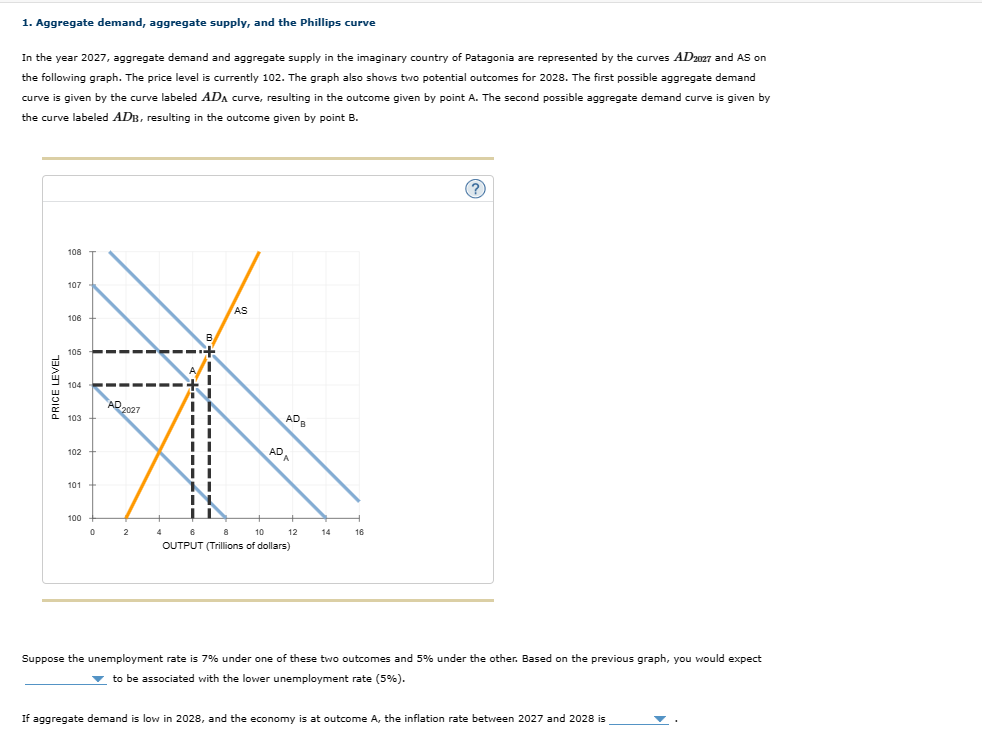 demand curve. Using the graph, shift the aggregate demand curve to depict