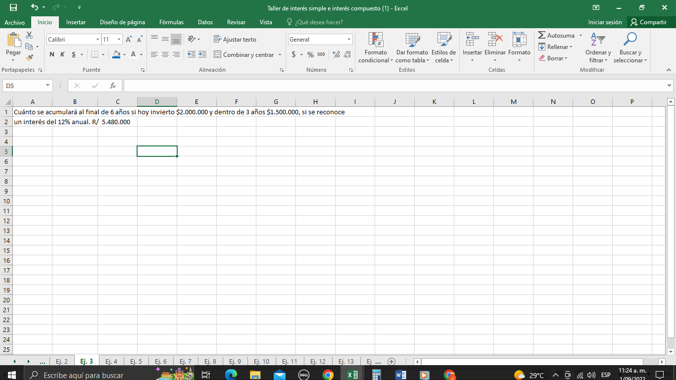 6 Taller de interes simple e interes compuesto (1) - Excel