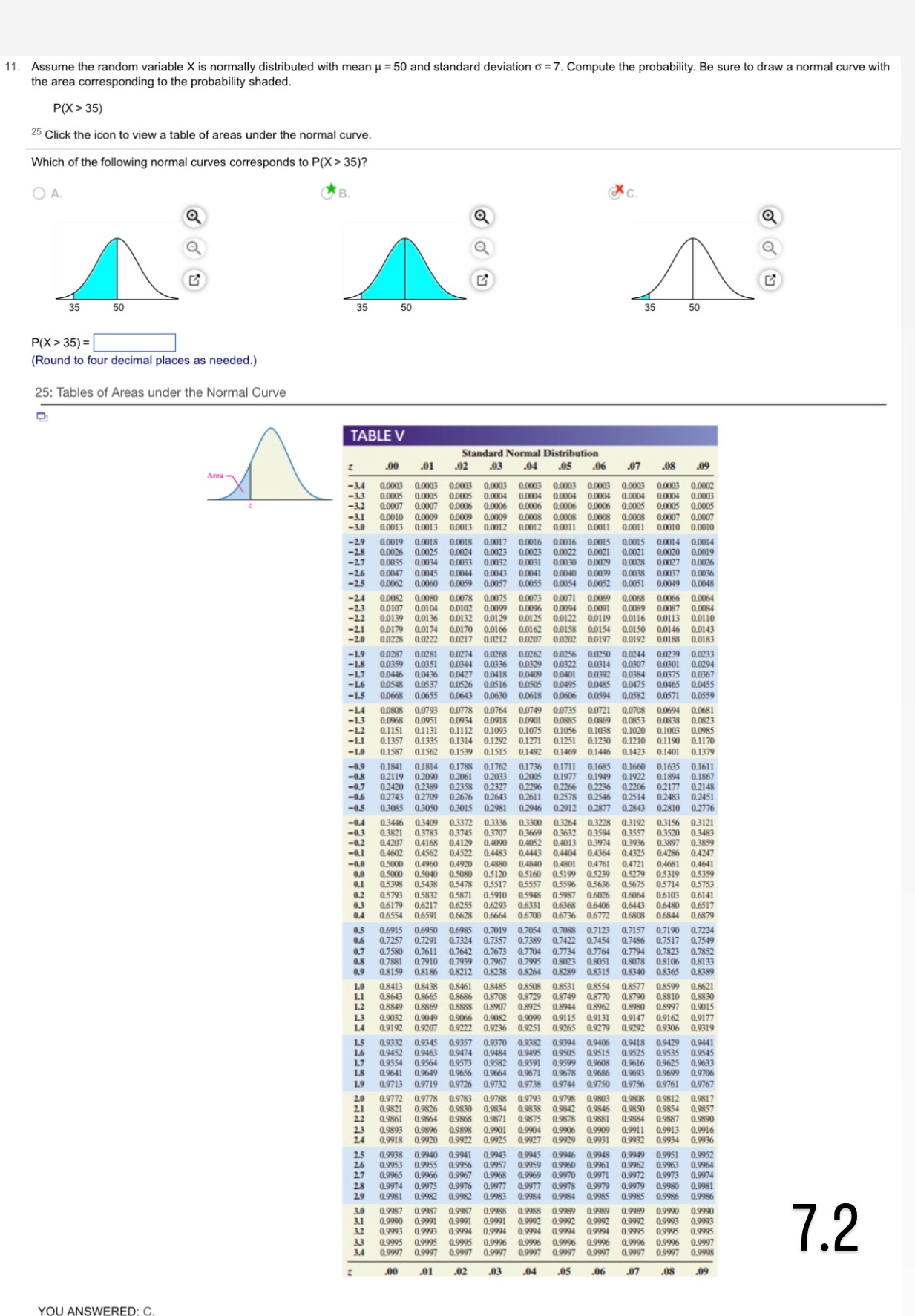 7.2 11. Assume the random variable X is normally distributed with mean