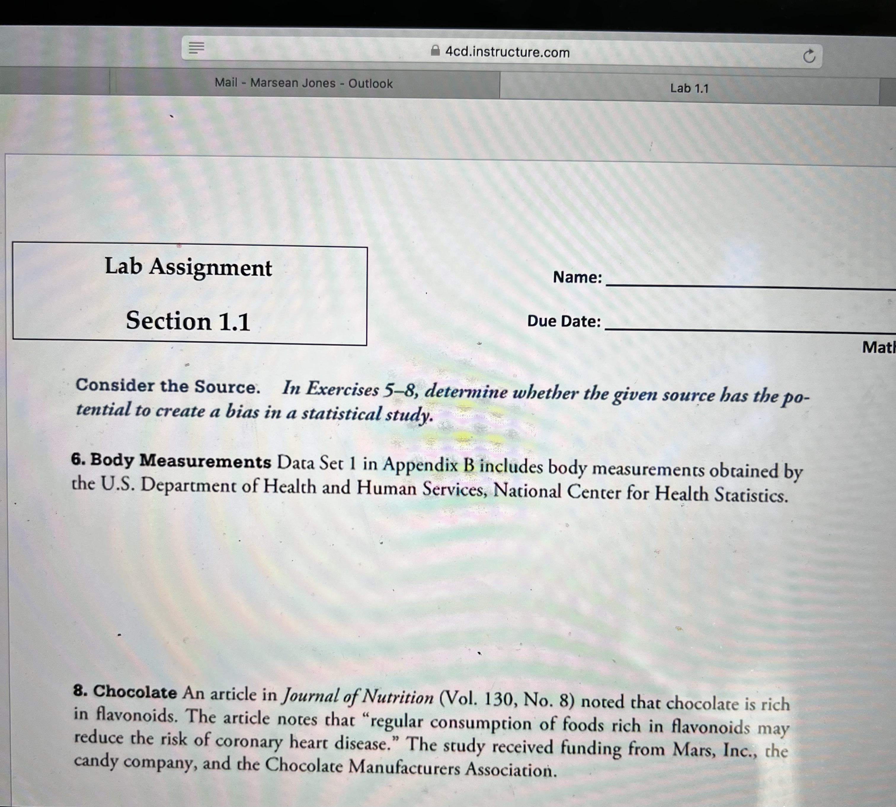  4cd.instructure.com C Mail - Marsean Jones - Outlook Lab 1.1 Lab