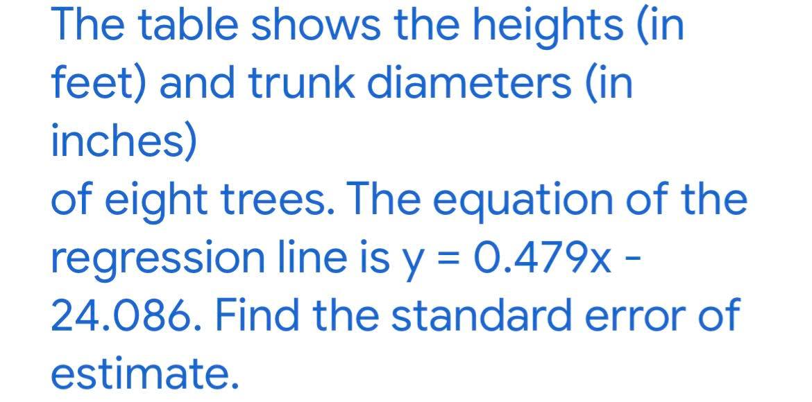 do the answer typewritten The table shows the heights (in feet) and
