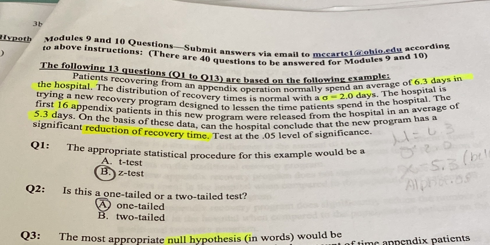 I need help with the first 3 questions plus writing the null