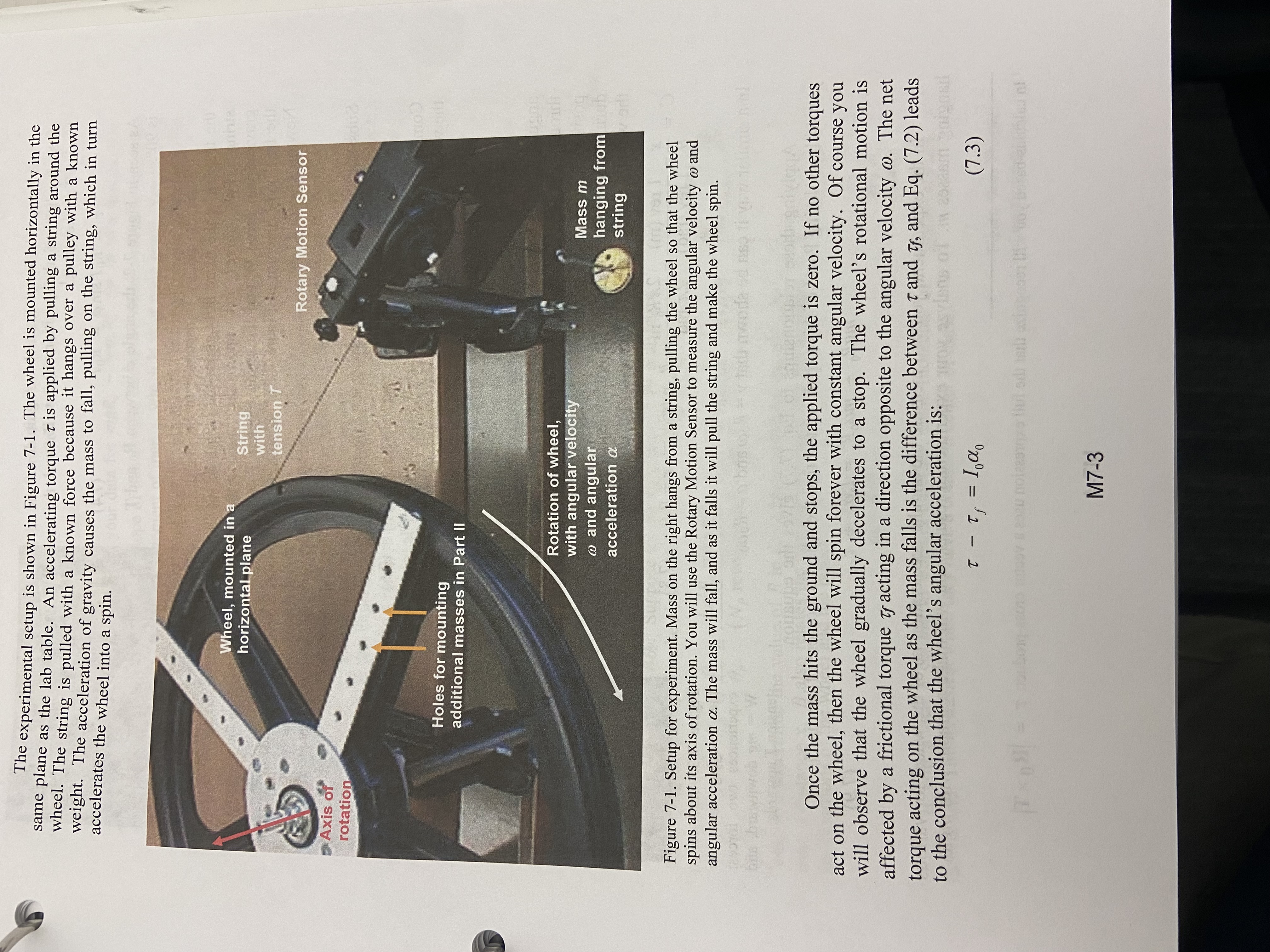 experiment you will study rotational motion. It's possible to draw analogies between