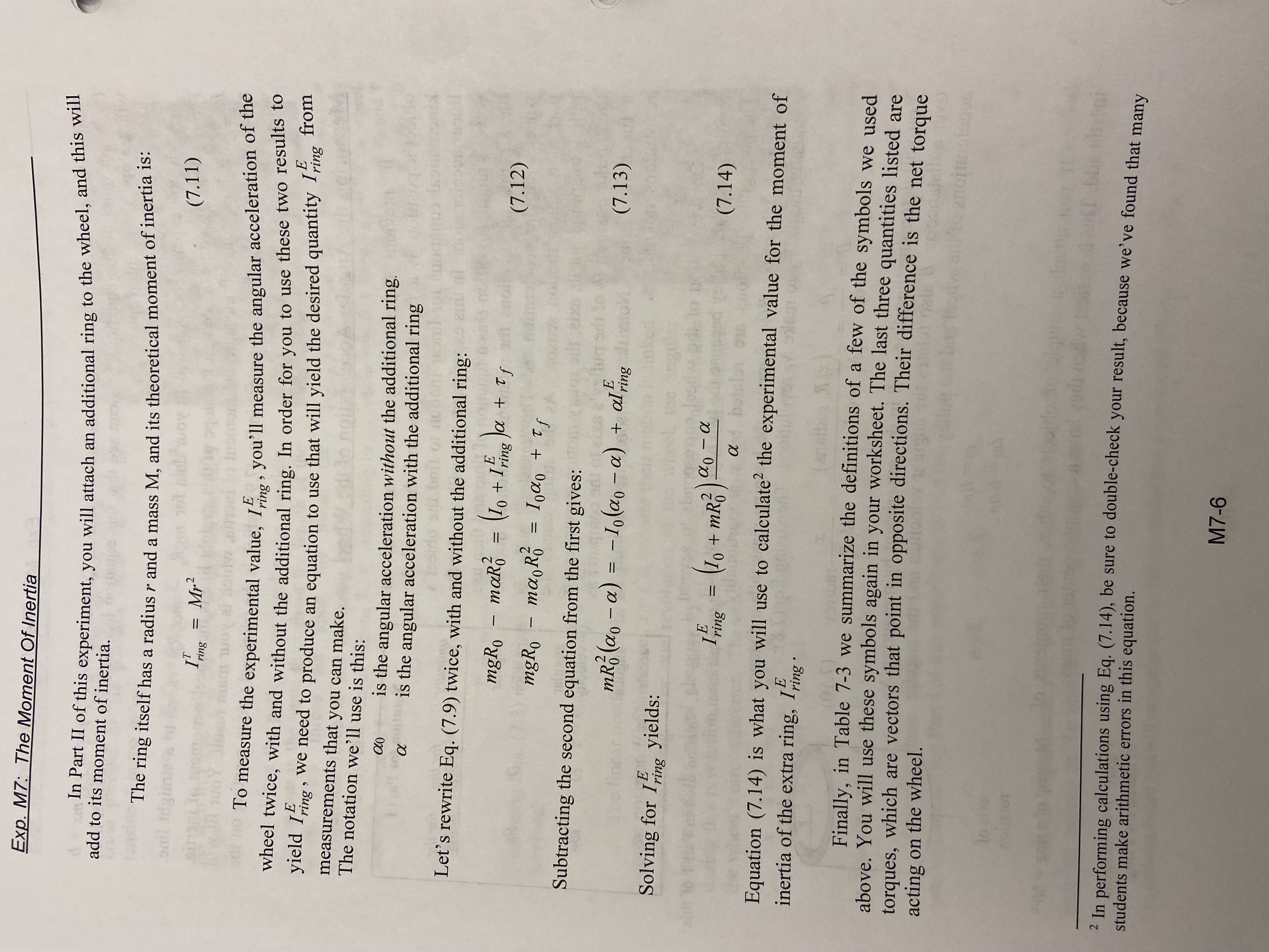 velocity (rad/s) a acceleration (m/s2) a angular acceleration (rad/s) Table 7-1. Comparison