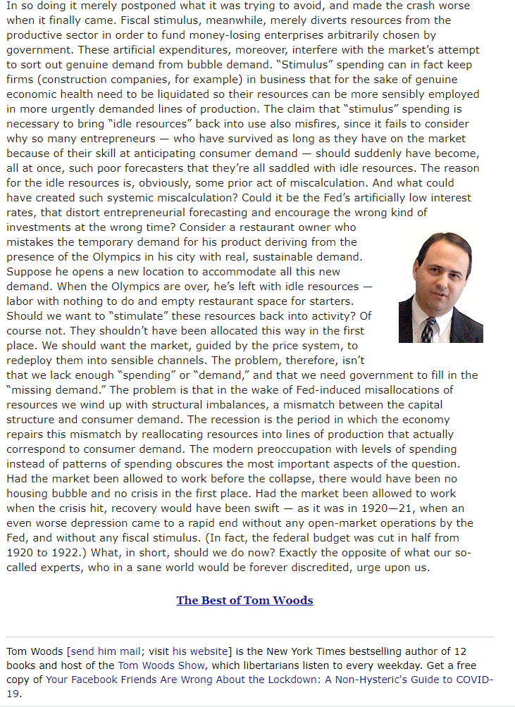 Austrian school, what should be our guiding policy for economic crisis mentioned