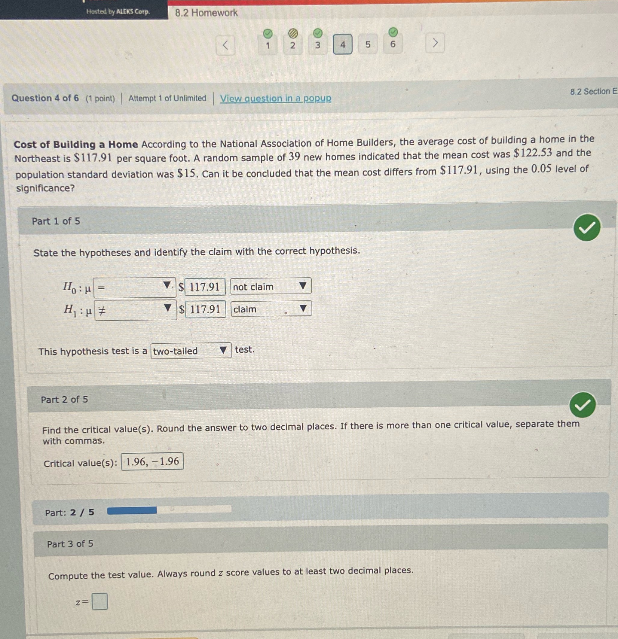 Need help on part 3.Also reject or do not reject the null