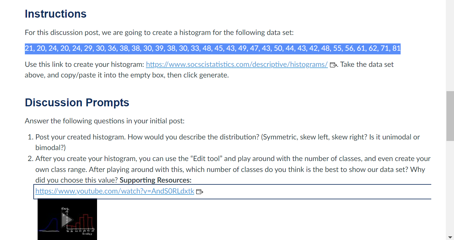 Instructions For this discussion post, we are going to create a