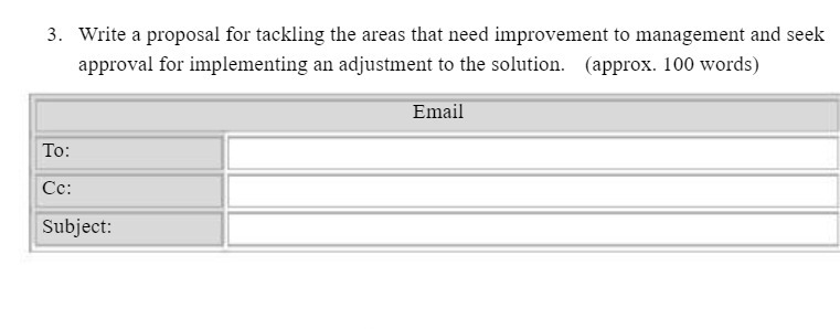 3. Write a proposal for tackling the areas that need improvement