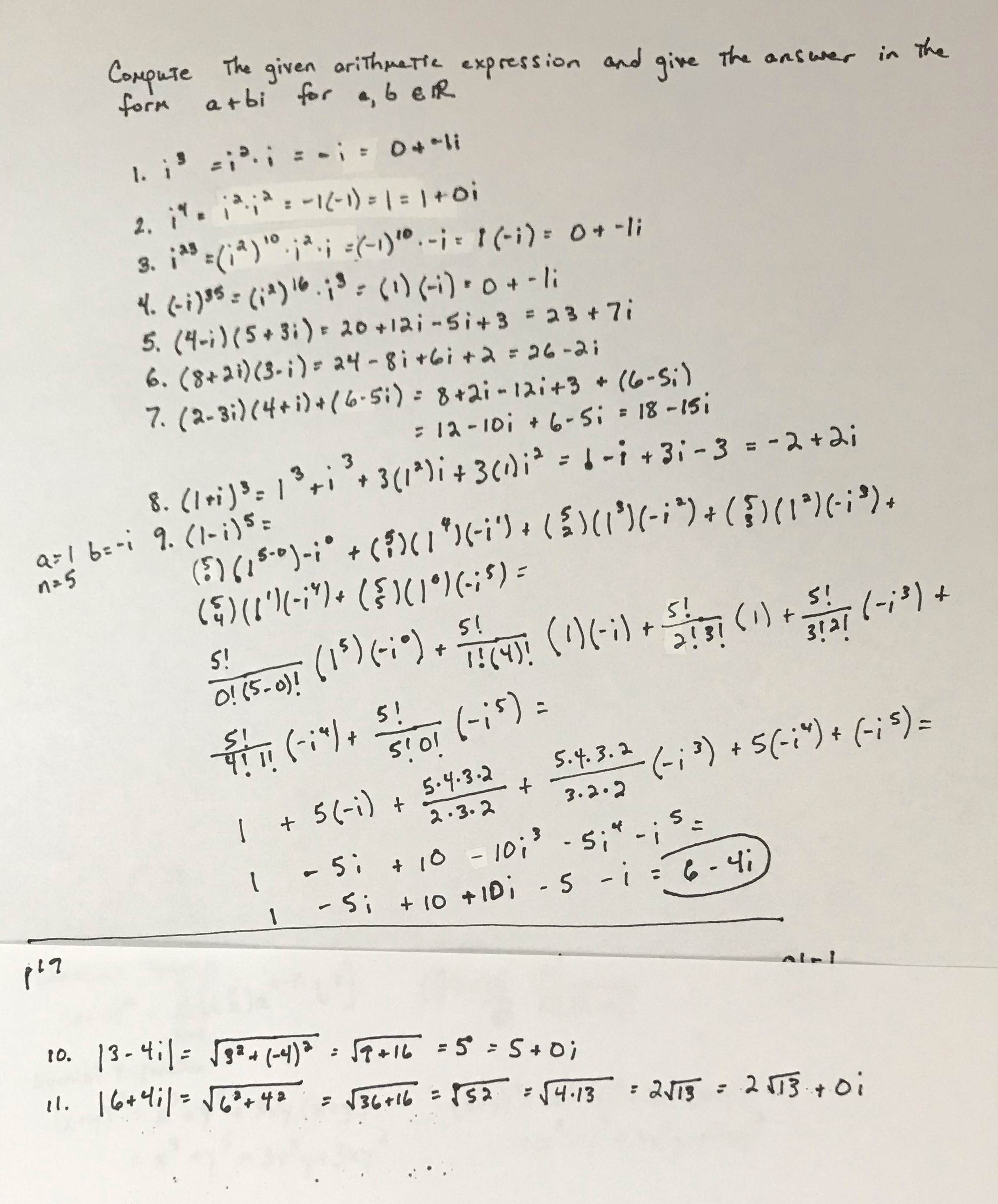 Could someone please check my work Compute The given arithmetic expression and
