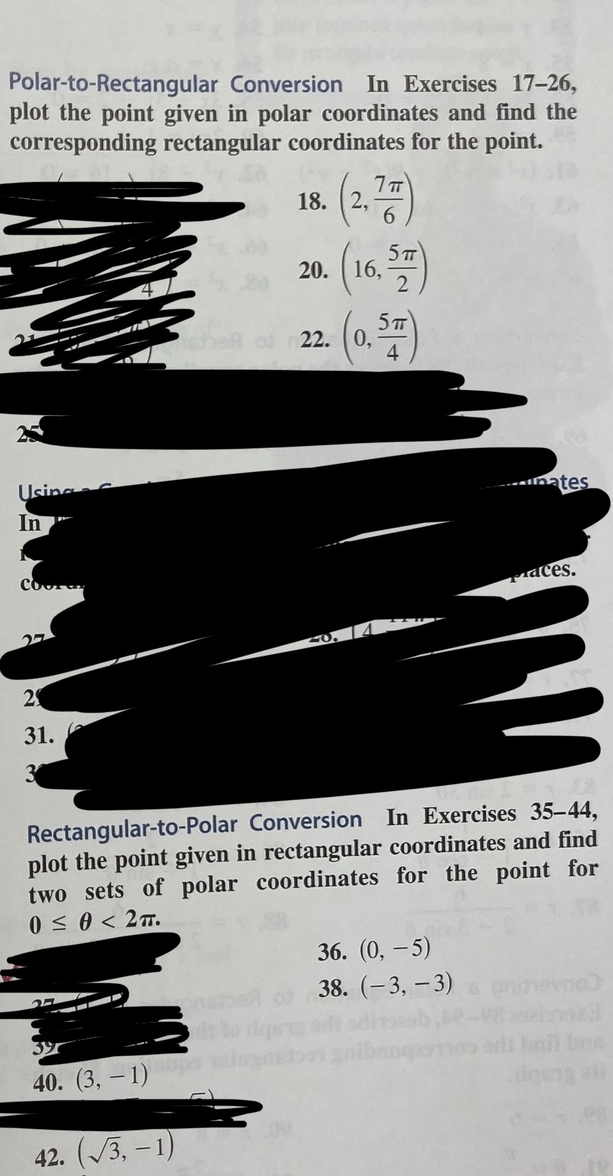  Polar-to-Rectangular Conversion In Exercises 17-26, plot the point given in polar