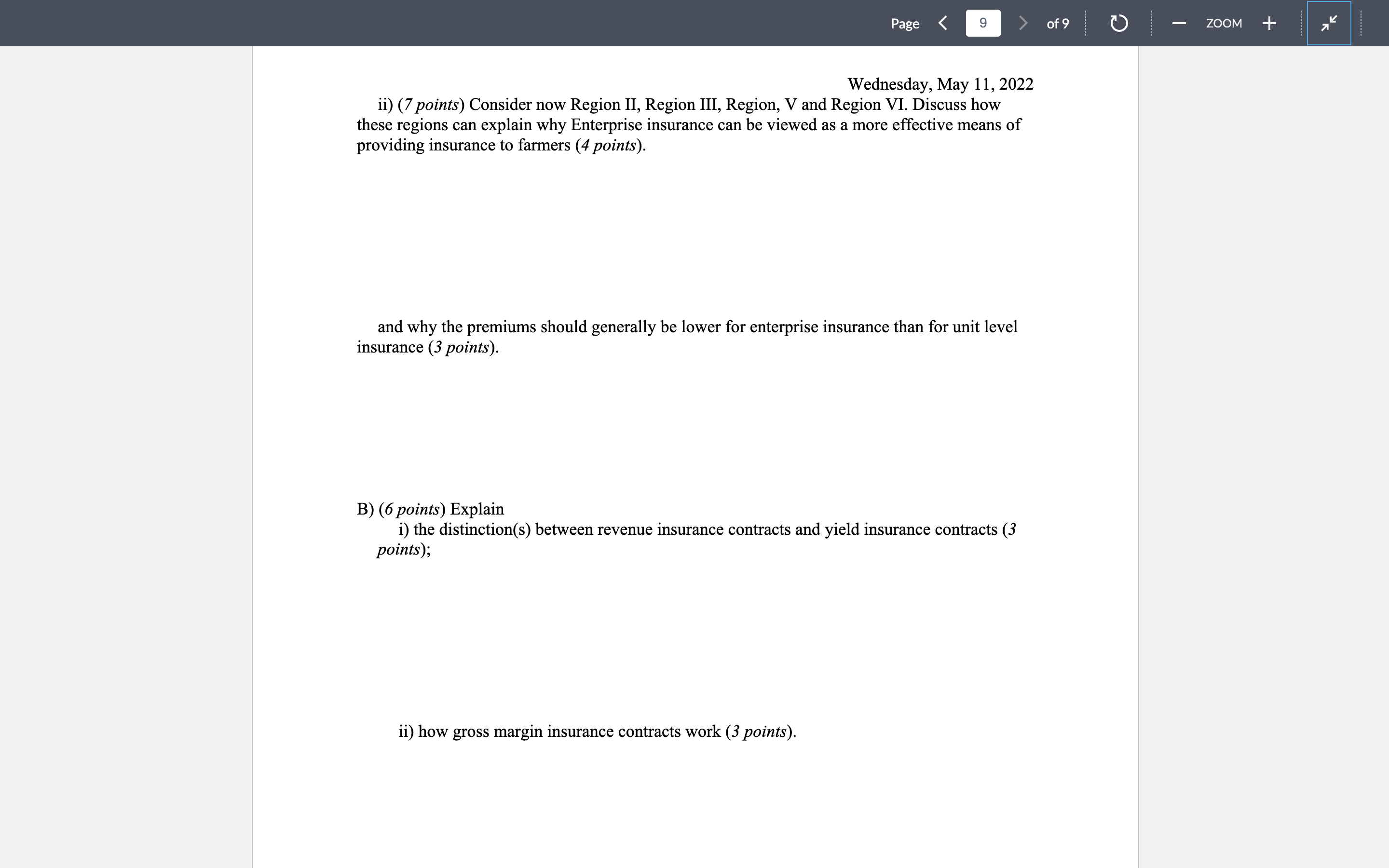 IT Region I Yield insurance guarantee level for Acre 2 Region IIT