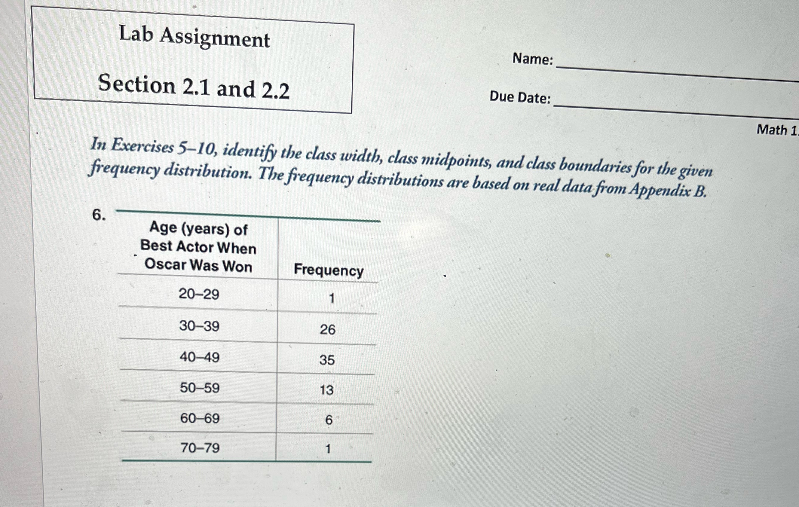 Show & explain work please Lab Assignment Name: Section 2.1 and 2.2