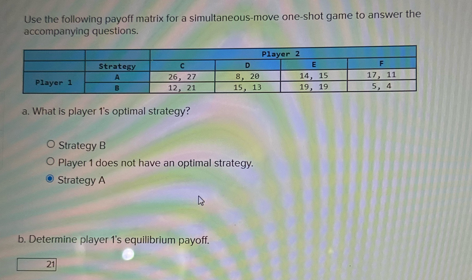 I need help with B. It's not 21 or 27. Use the