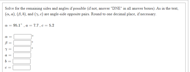  \fThe following problem refers to triangle ABC. Round your answer to
