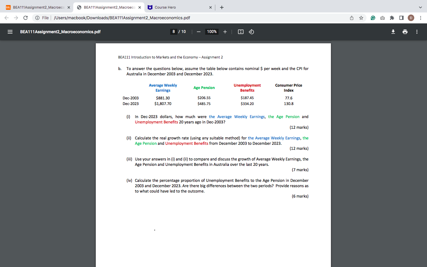 v & @ File | /Usersimacbook/Downloads/BEA111Assignment2_Macroeconomics.pdf Mo @ N 0O o :
