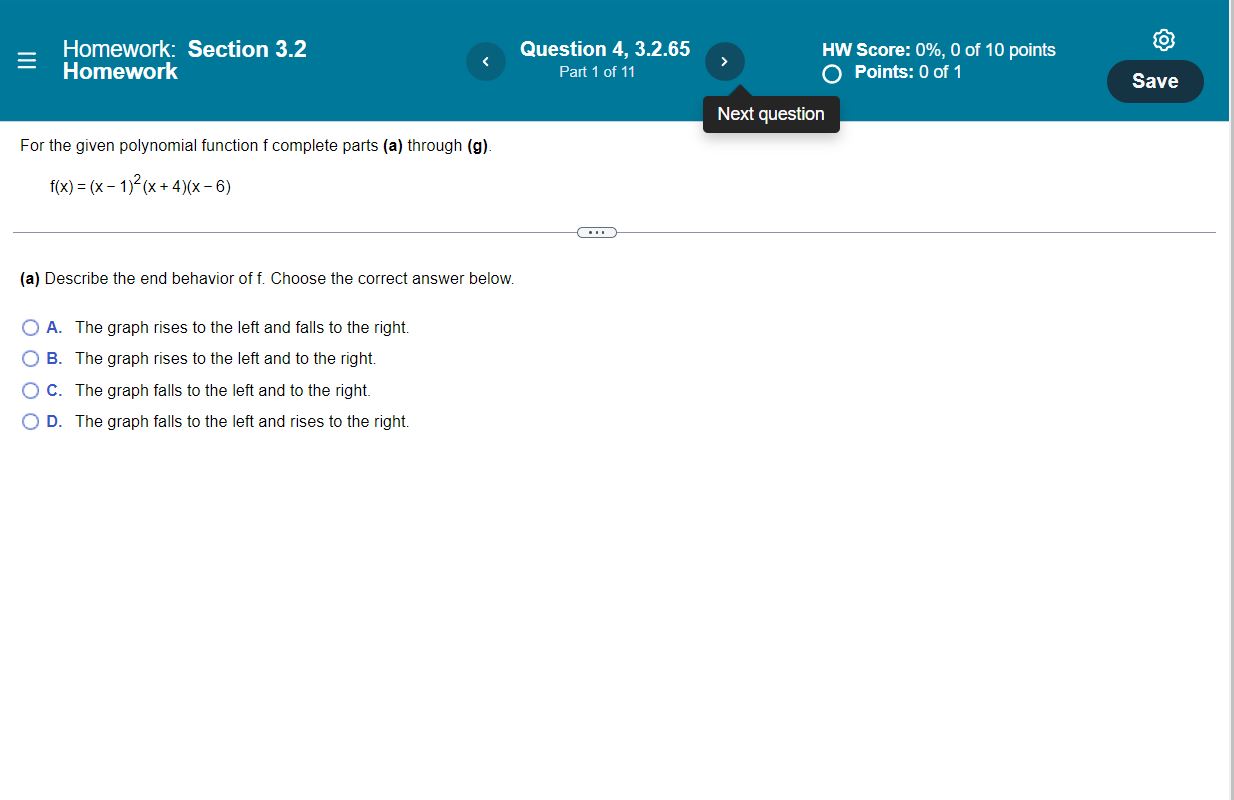 term, and the leading coefficient. 2x4 + 5x2 f(x) = 3 The