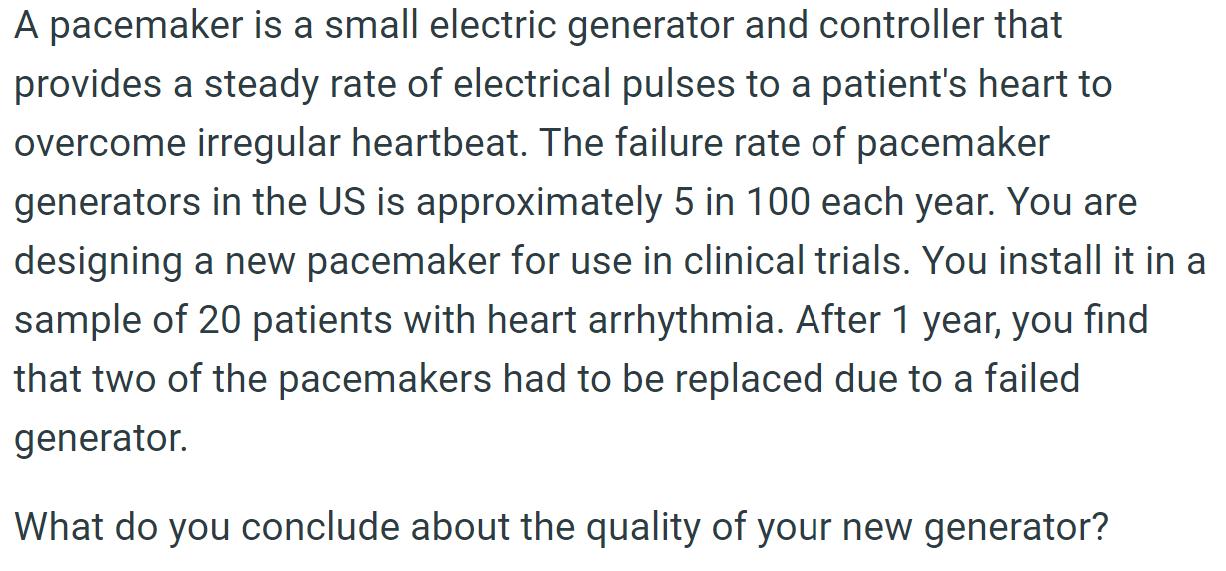  A pacemaker is a small electric generator and controller that provides