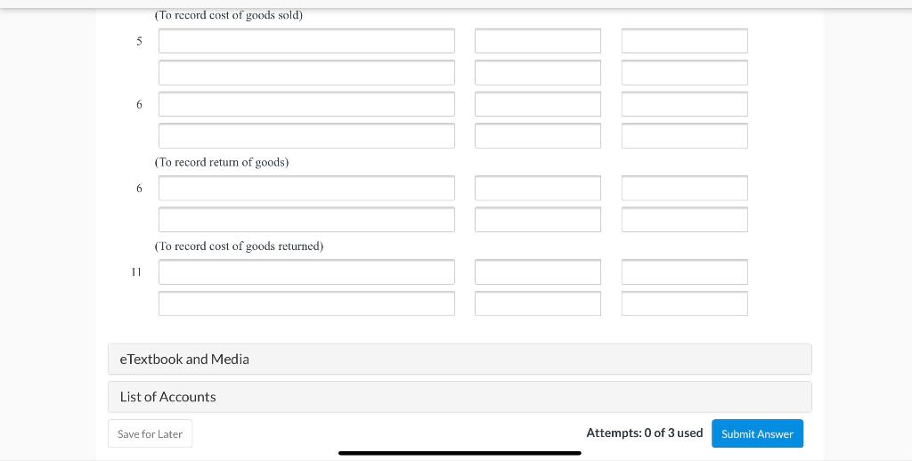 inventory system. (List all debit entries before credit entries. Credit account titles