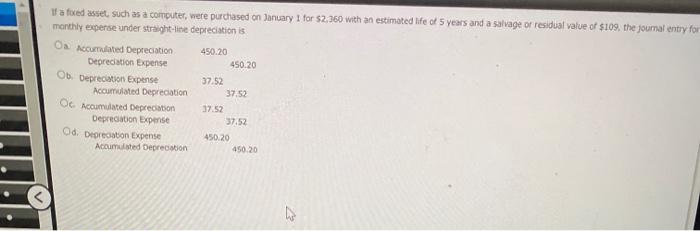 If a fixed asset, such as a computer, were purchased on January