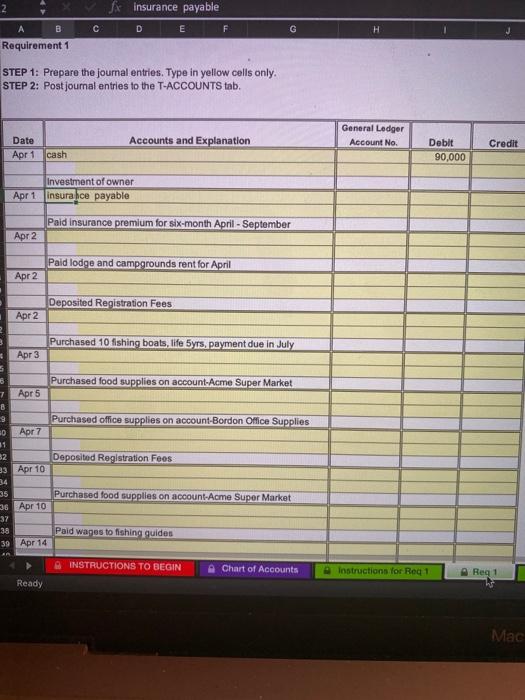 Apr 1 Jack Zeeman invested cash in business, $90,000. B Merge &