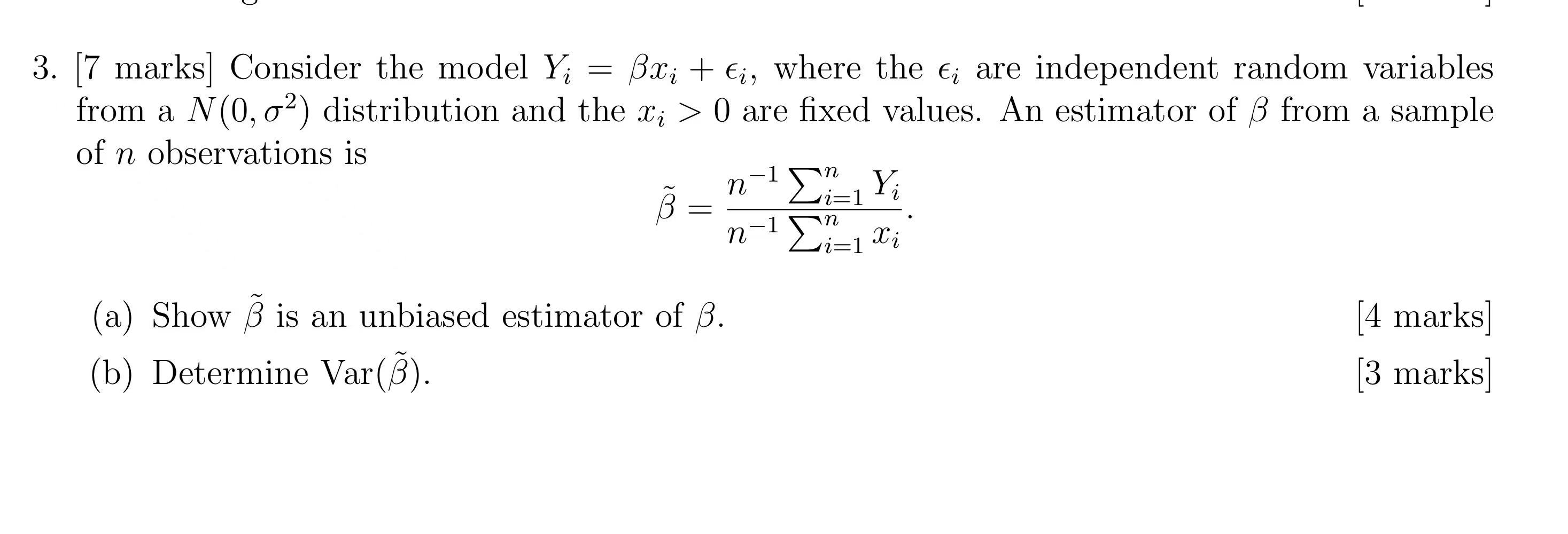  V L J 3. [7 marks] Consider the model Y;- 2