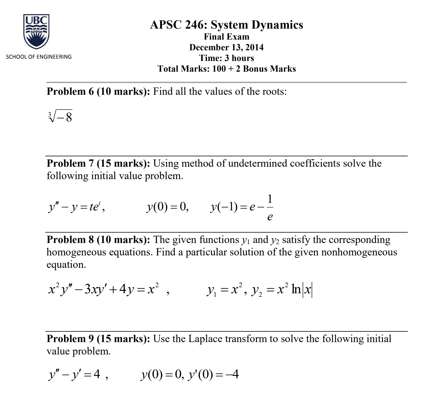  \fManage your time carefully! Problem 1 (2.5 marks): Simplify the following