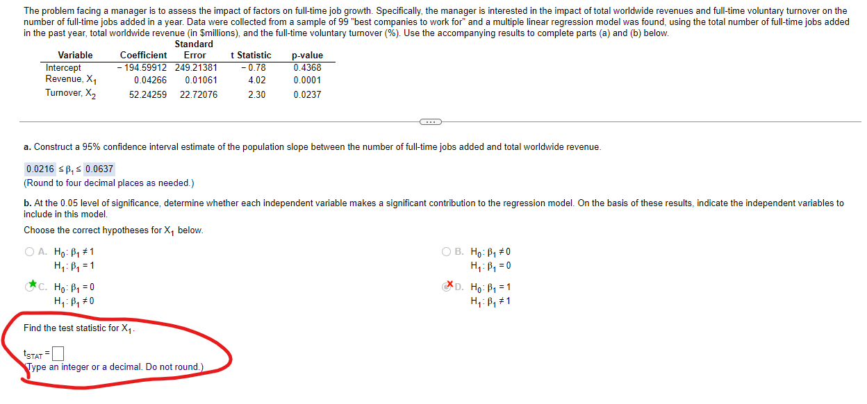 of a t statistic? O XZ b. Construct a 95% confidence interval